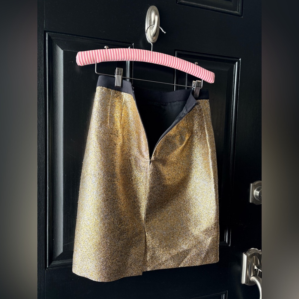 J. Crew 769 Madison Gold Wool Metallic Skirt Size 4 - Picture 5 of 8